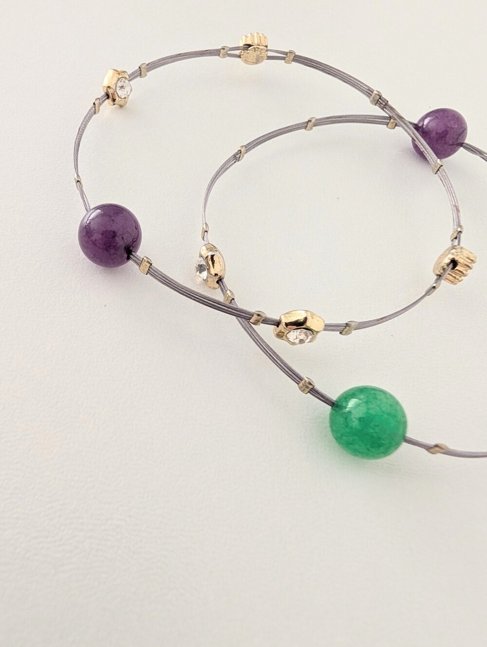 Pair Of Mixed Metal & Stone Bangle Bracelets